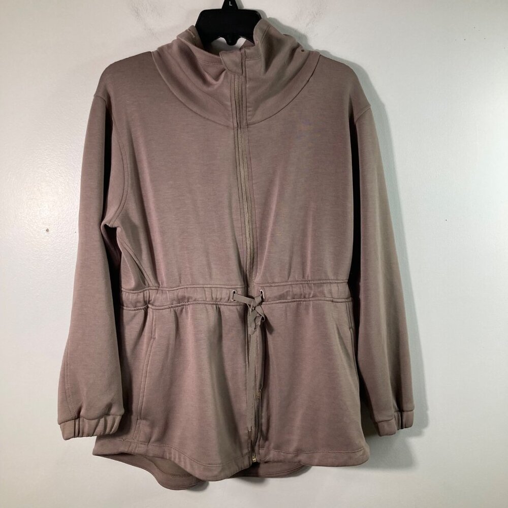 Womens Elie Tahari Full Zip Tie Waist Jacket Lined Pockets S Tan